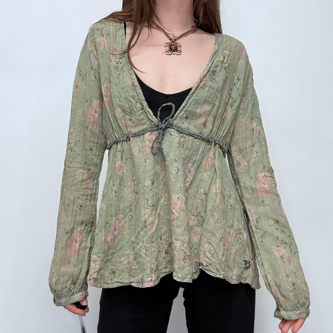 Green floral fairy blouse shirt