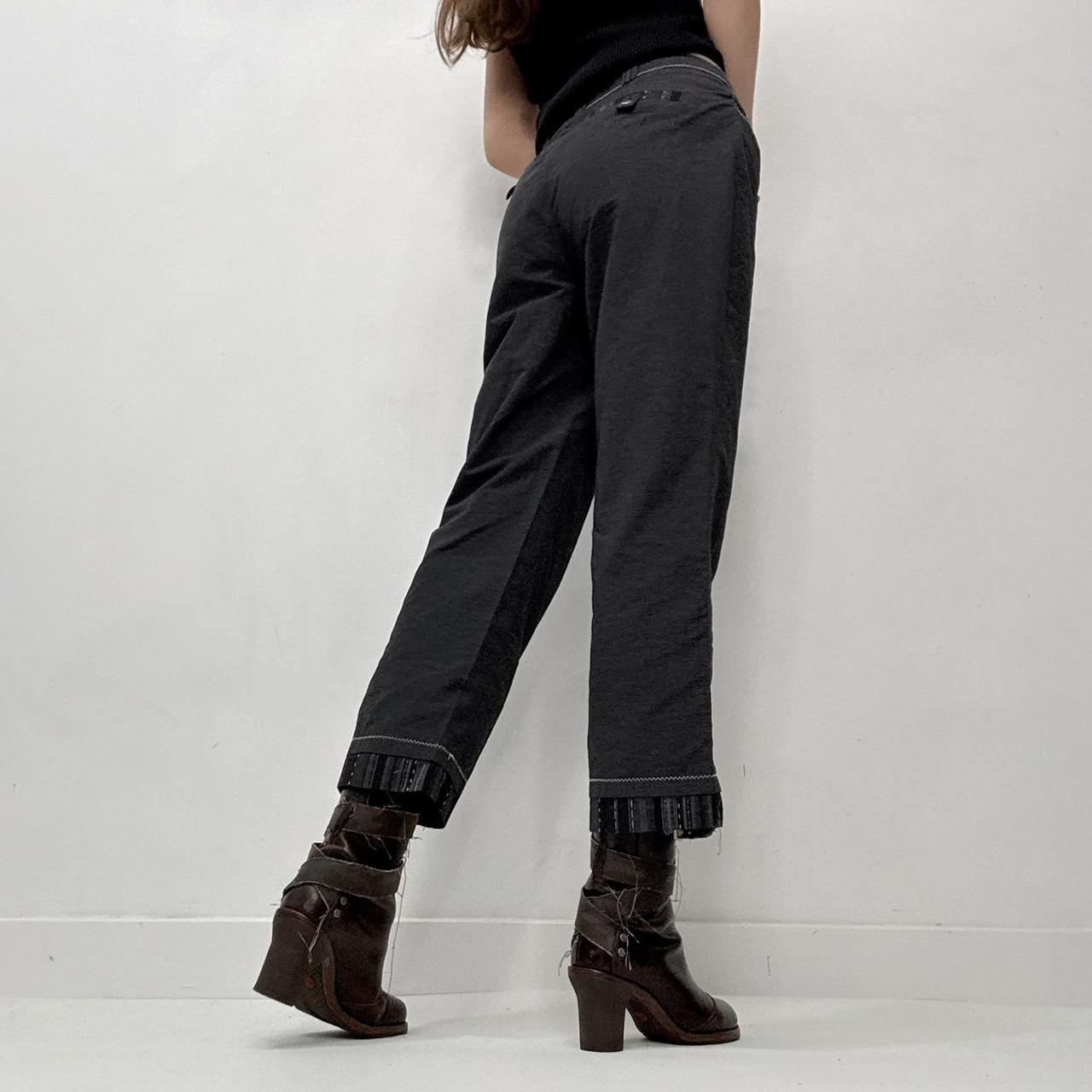 Grey pinstripe flared wide leg minimalist trousers