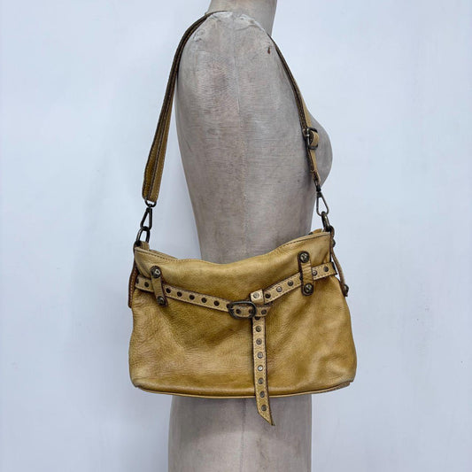 Leather studded crossbody bag