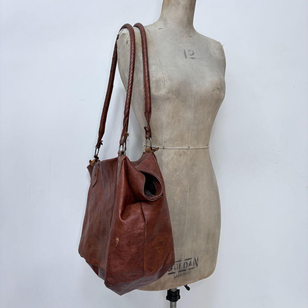 Large tan leather slouchy bag