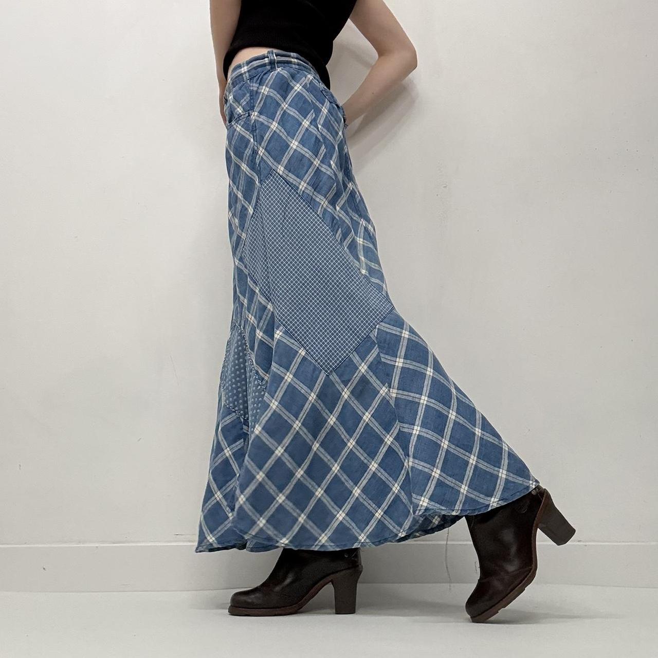 Blue ralph lauren tartan maxi skirt