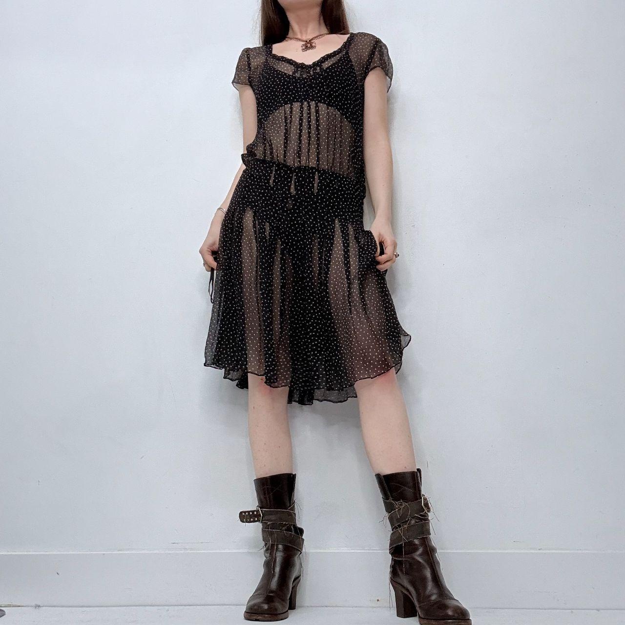 Sheer silk polka dot dress