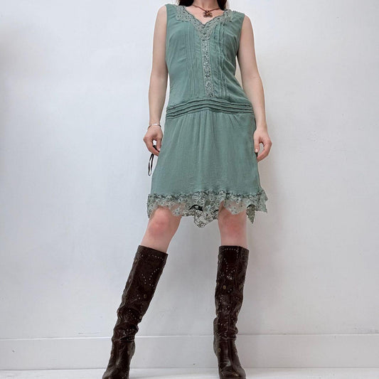 Silk aqua lace fairy dress