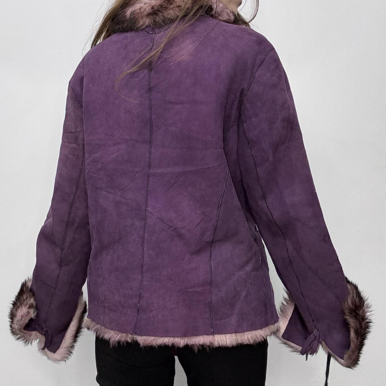 Suede embroidered fur boho jacket