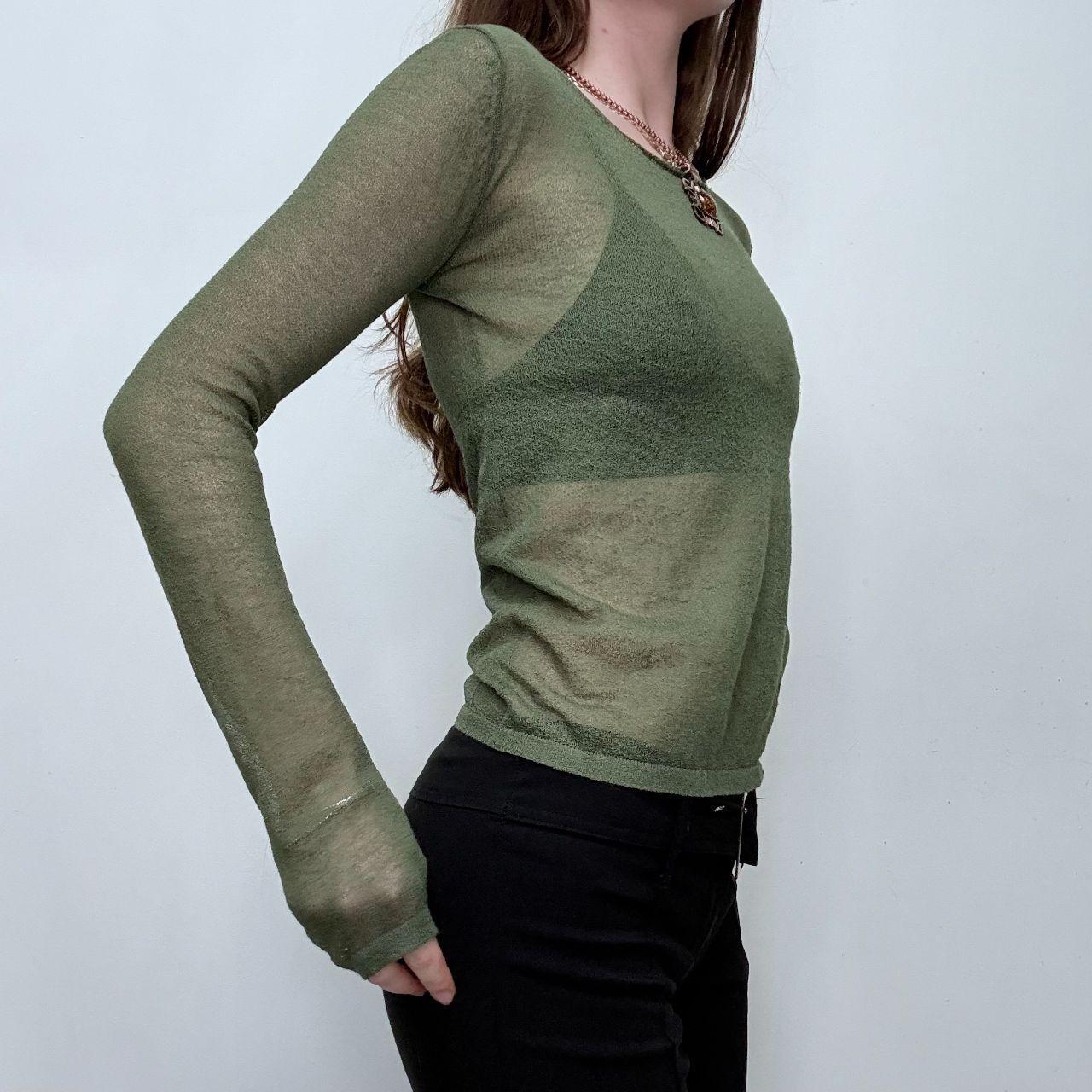 Sheer knit green top