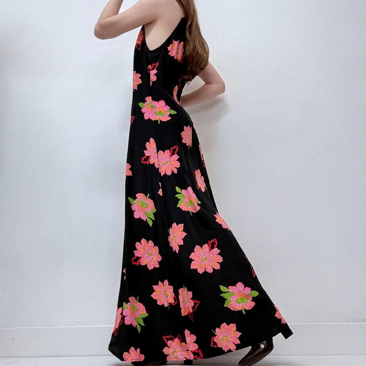 Black floral bias cut maxi dress
