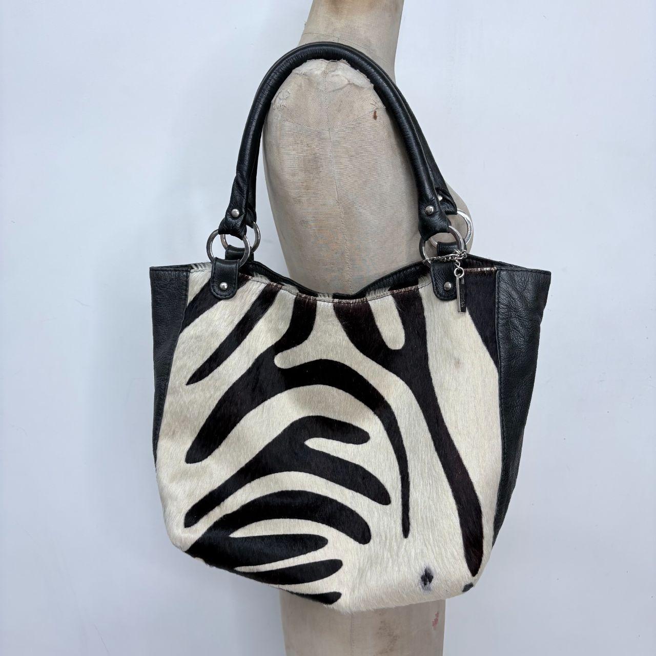Cowhide pony zebra shoulder bag