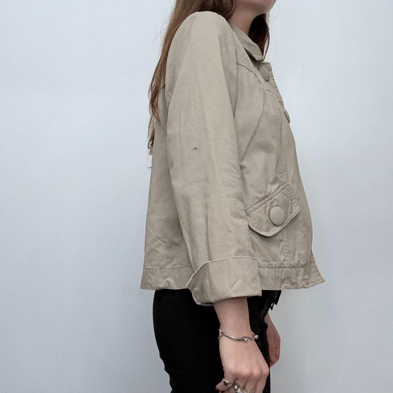 Tan button flared peacoat jacket