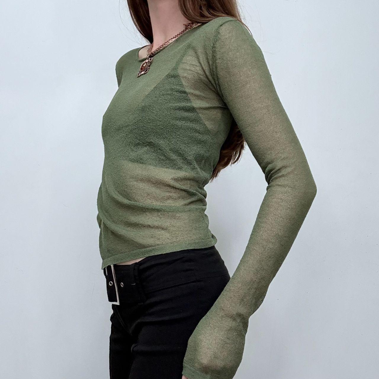 Sheer knit green top