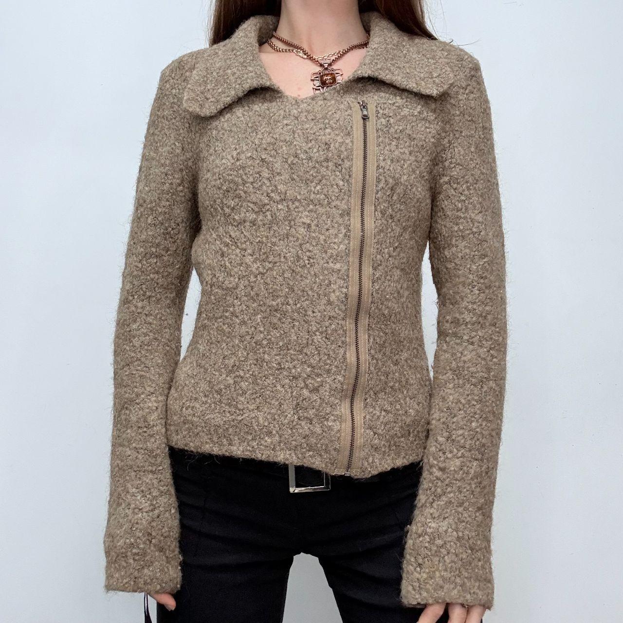 Tan wool asymmetric jacket