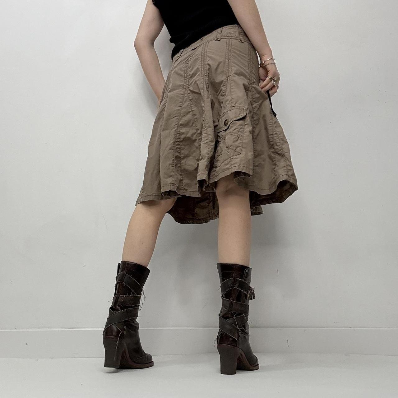 Brown flared grunge utility skirt