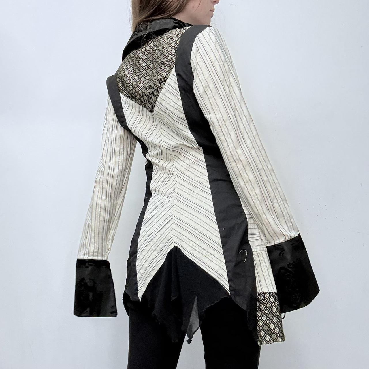 Pinstriped flared Save the Queen shirt