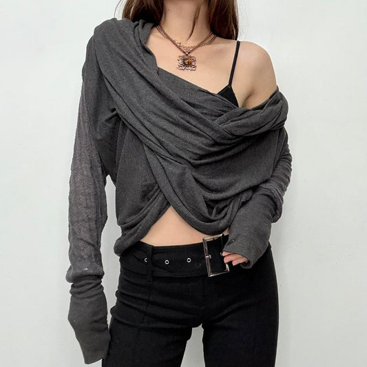 Slouchy grey draped jumper