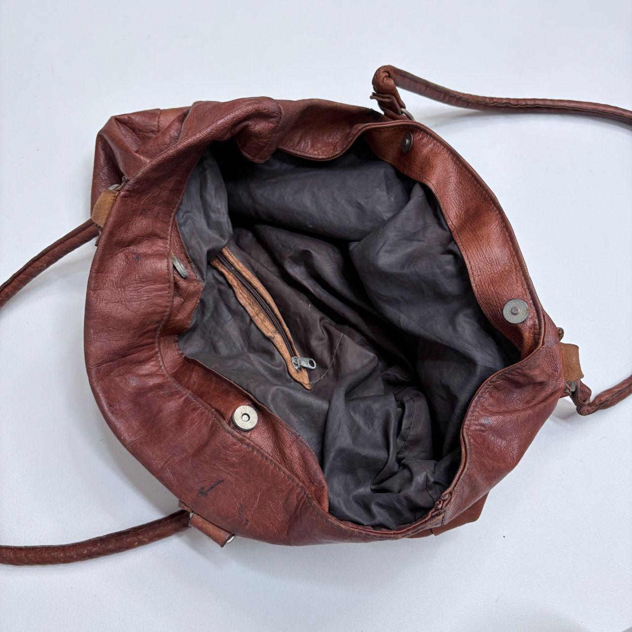 Large tan leather slouchy bag