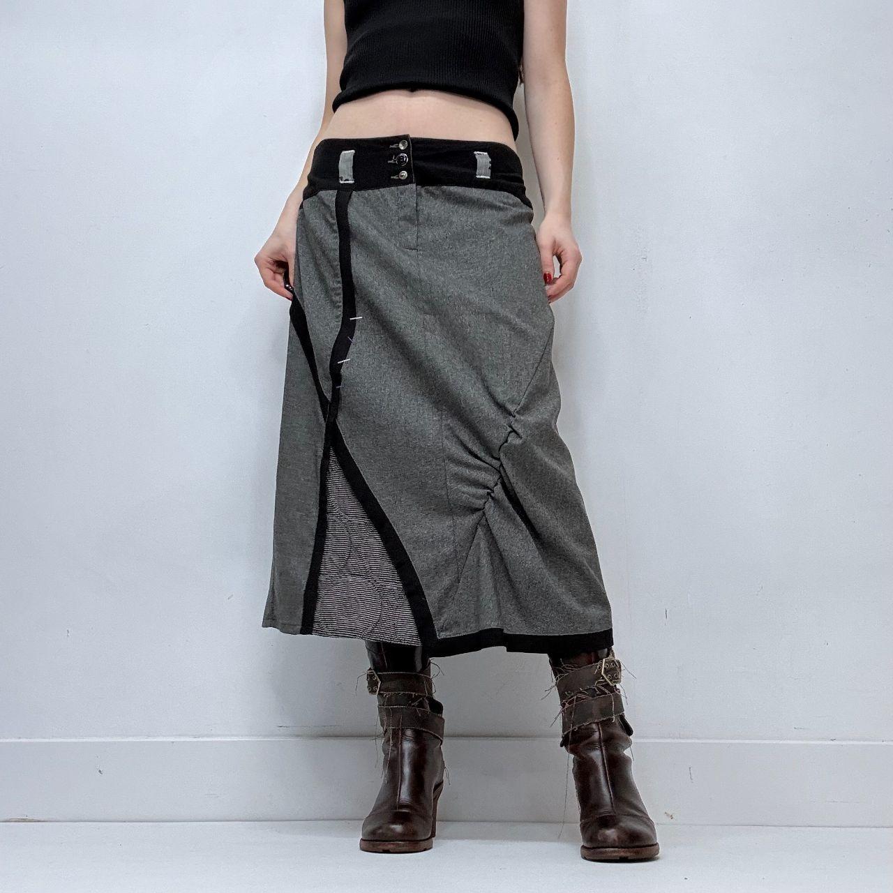 Grey preppy asymmetric office skirt