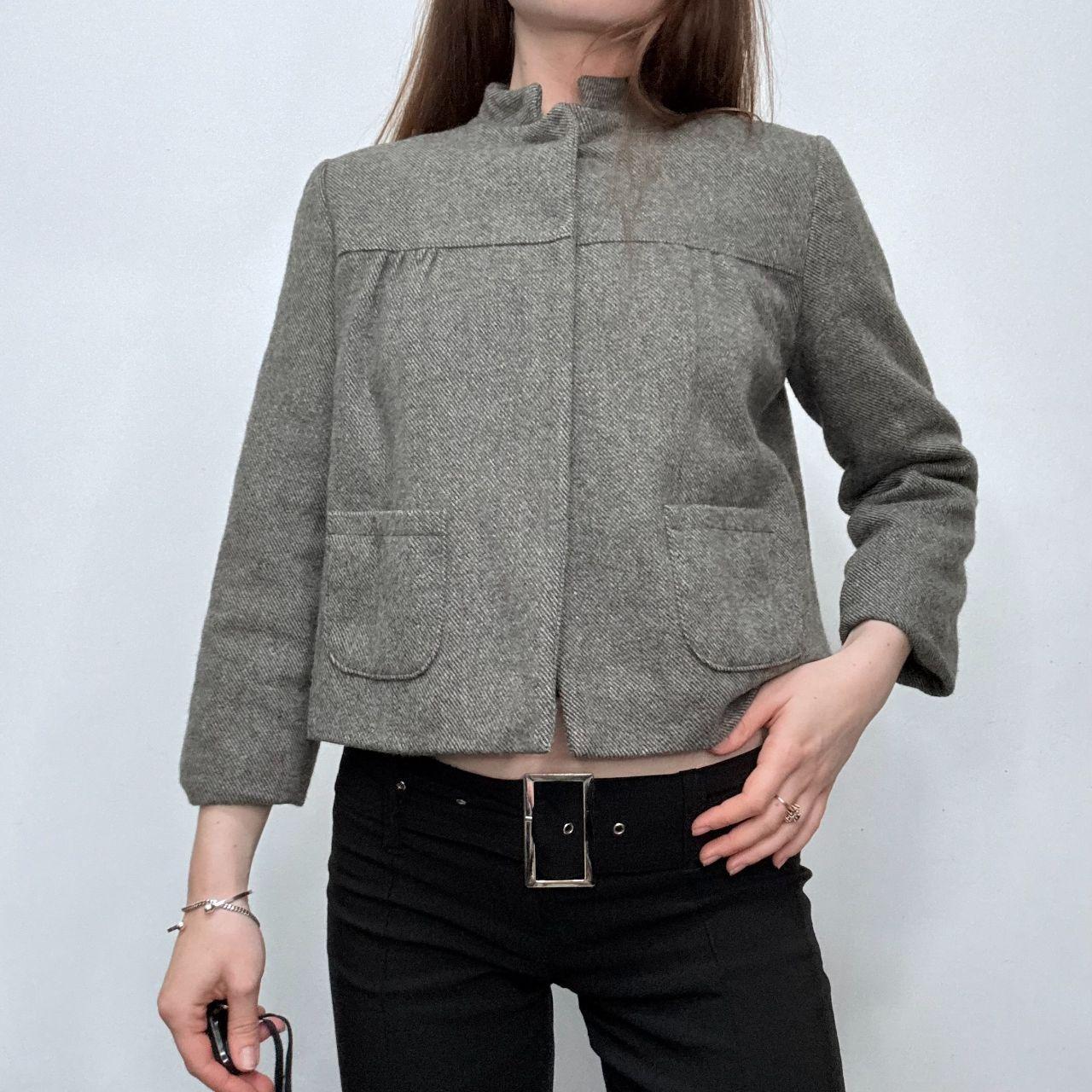 Grey flared cropped pea coat