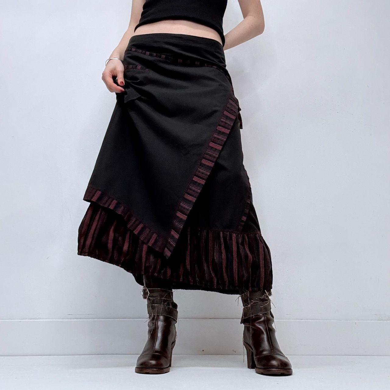 Black pinstripe asymmetric puff skirt