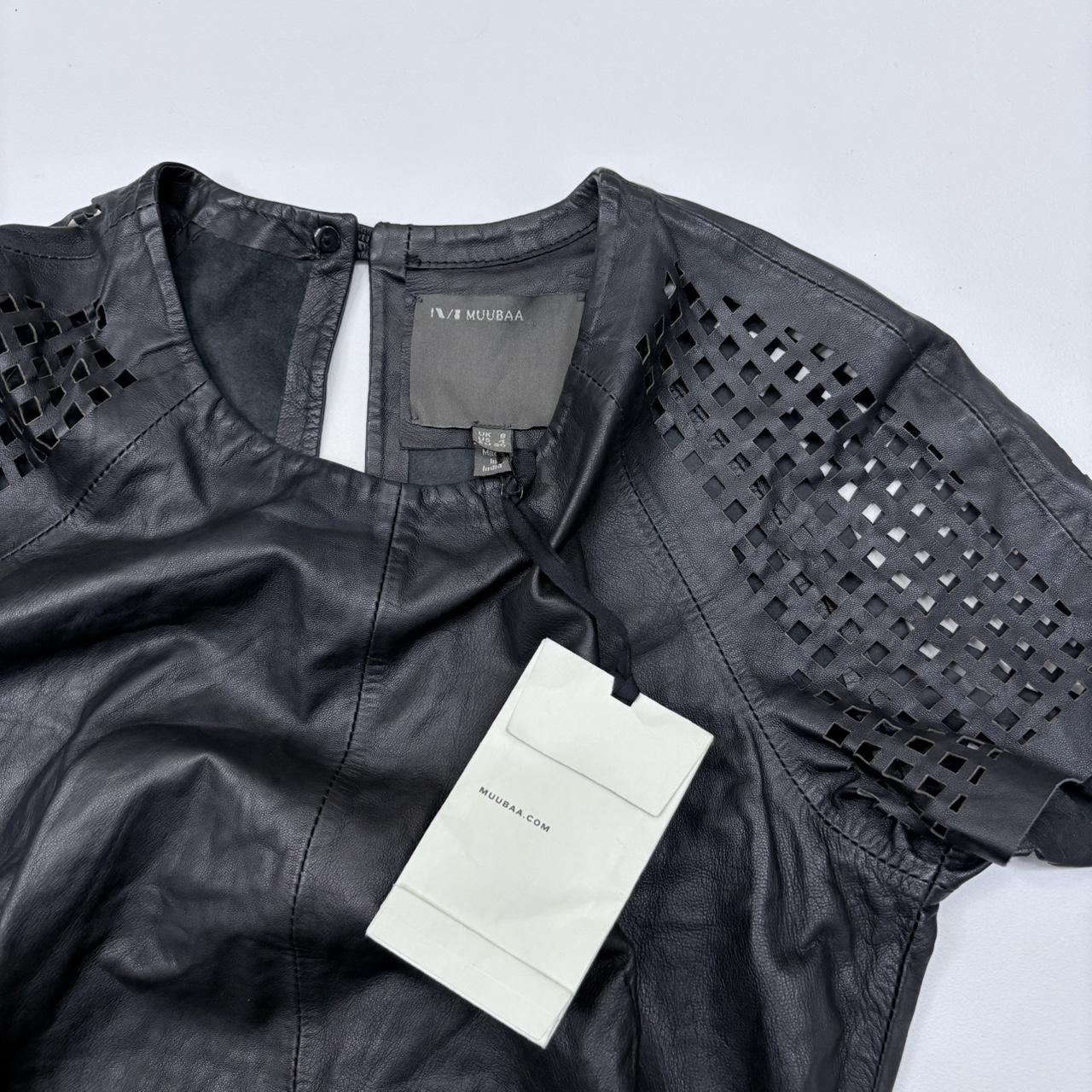 Black leather grunge mini dress