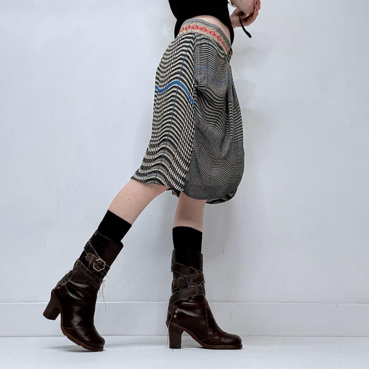 Pinstripe checked puff skirt