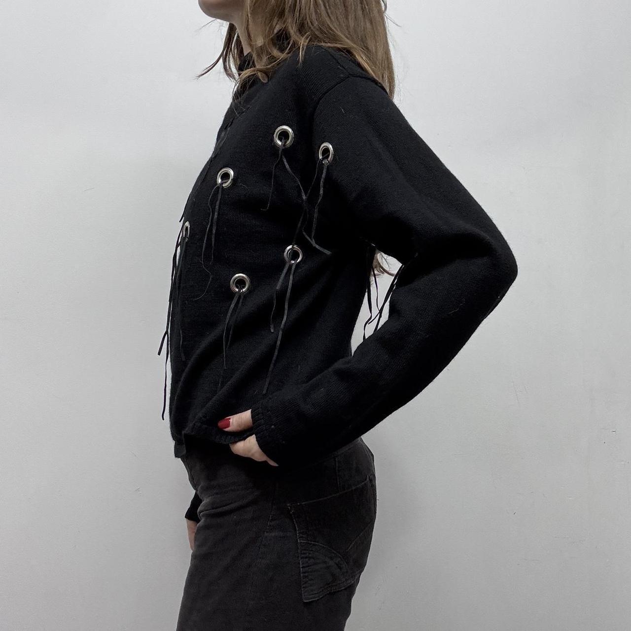 Black knit eyelet studded jumper