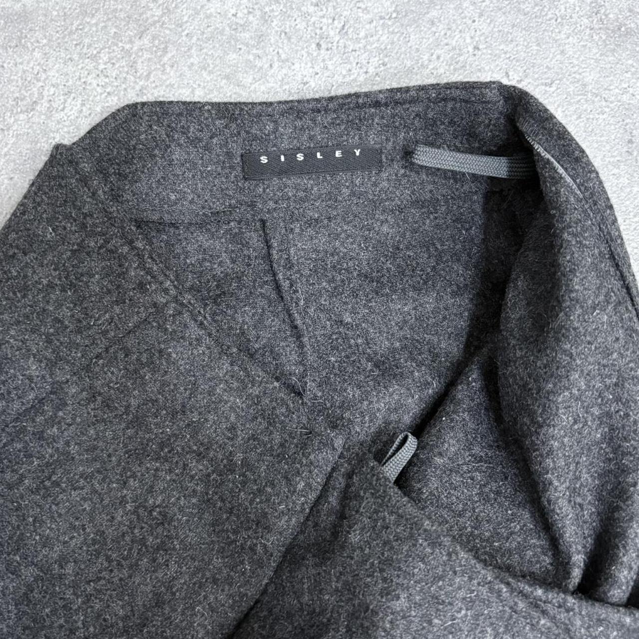 Grey wool asymmetric midi skirt