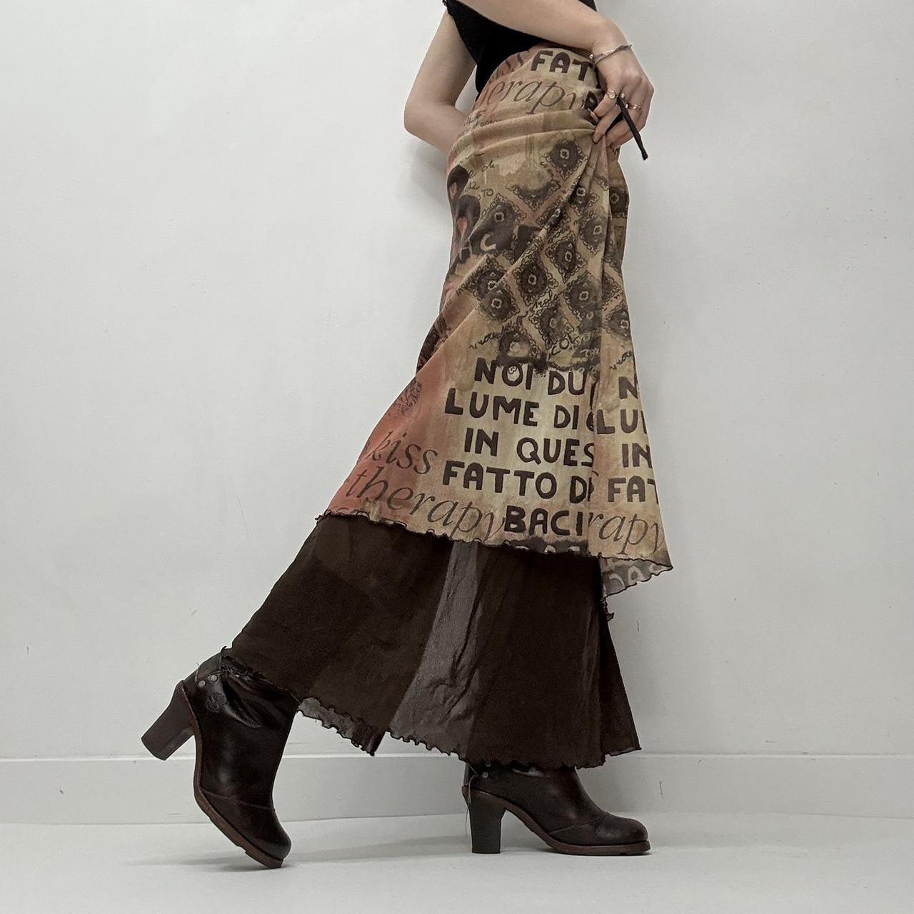 Sheer mesh graphic grunge y2k skirt