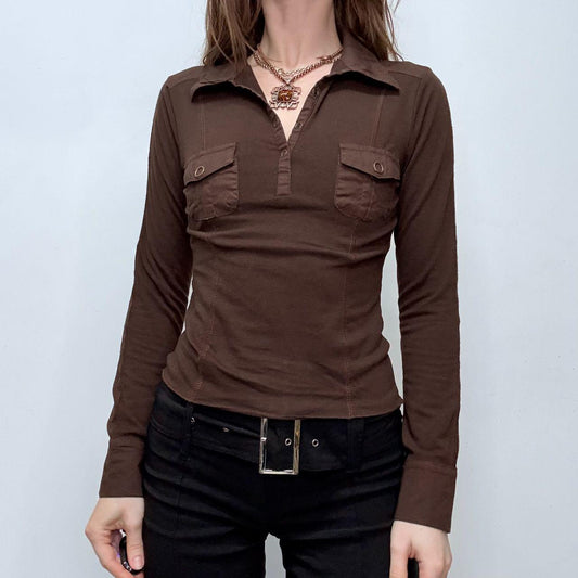 Brown preppy polo t-shirt