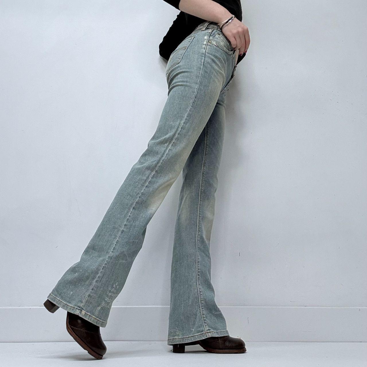 Distressed flared levi's jeans