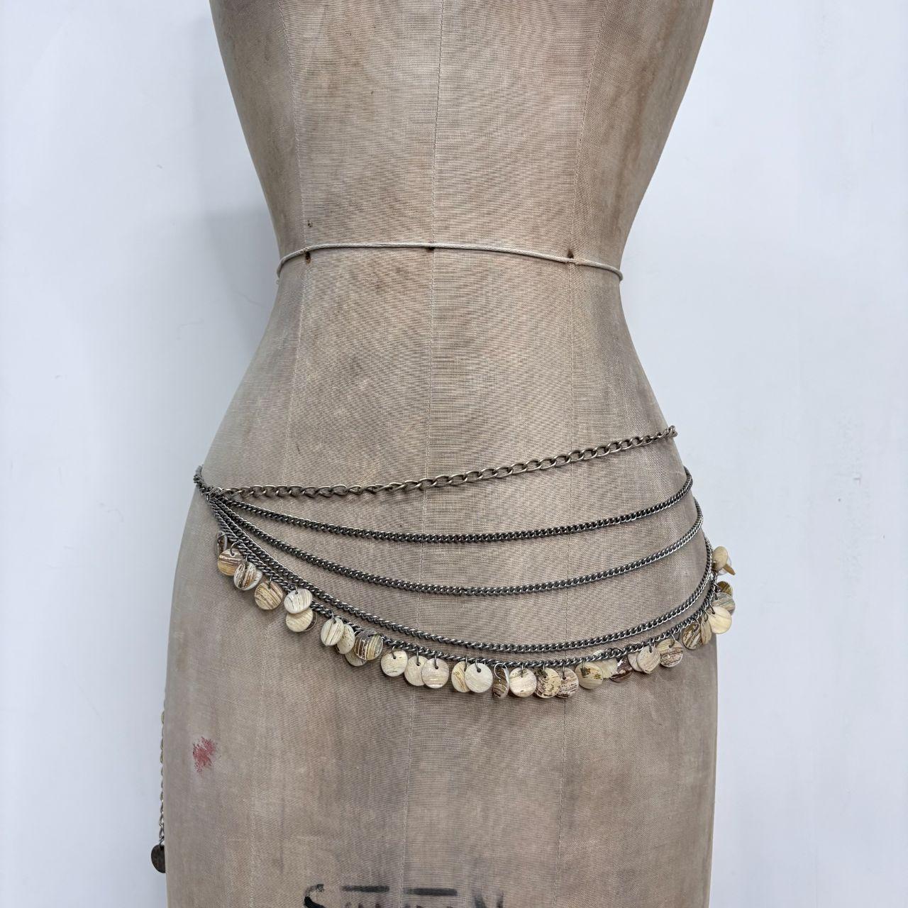 Draped silver coin cop copine waist chain