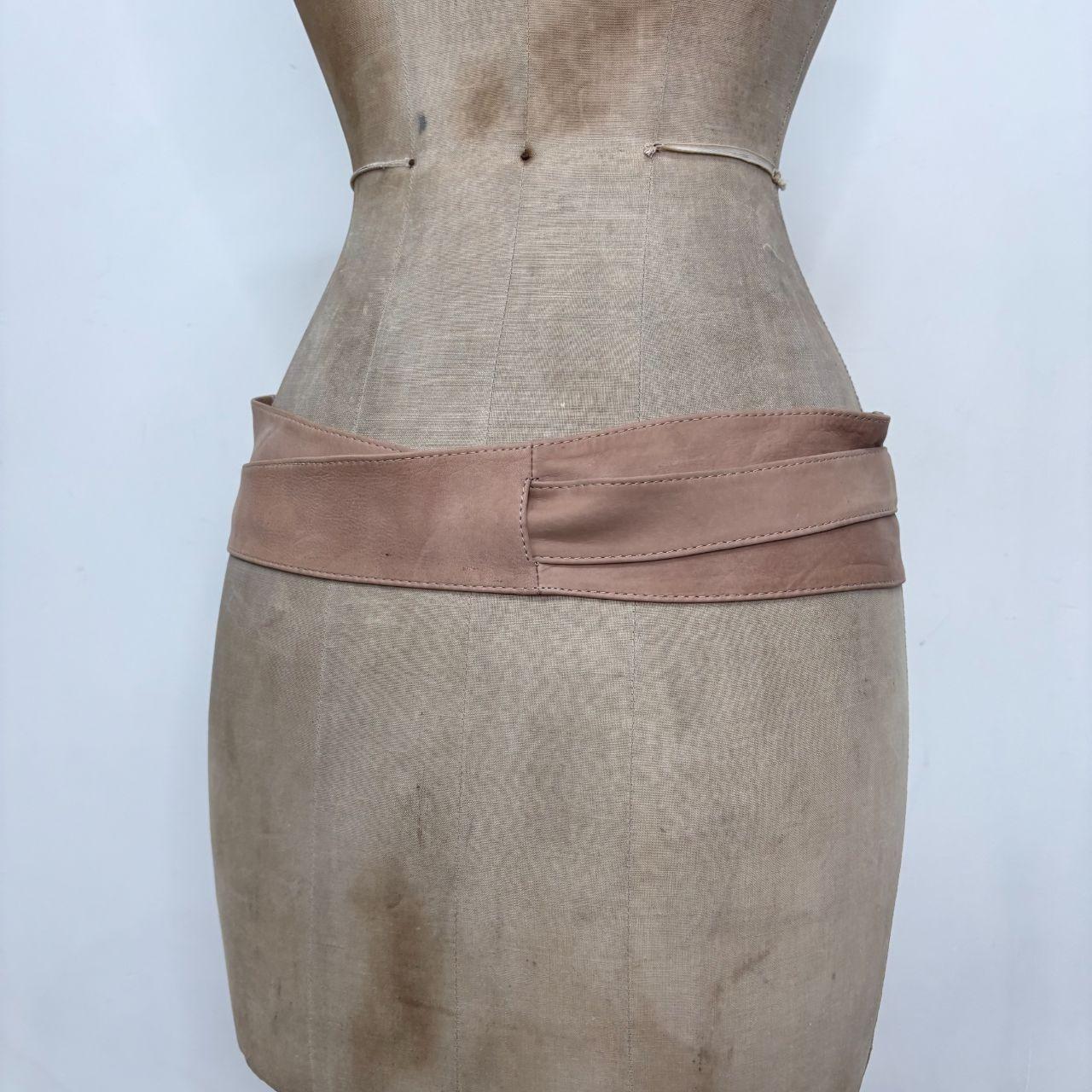 Tan leather wrap bow belt