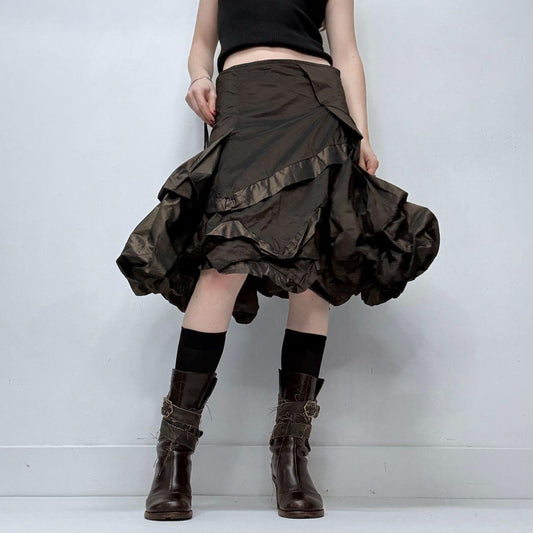 Brown layered puff grunge skirt