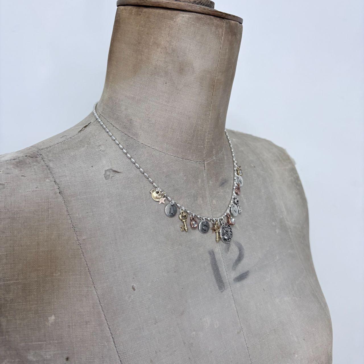 Silver charm coin necklace