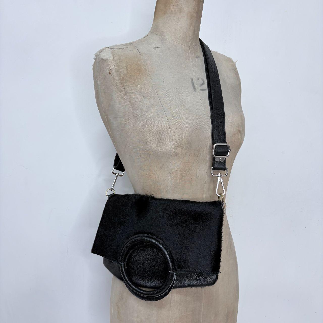 Black cowhide leather mini bag
