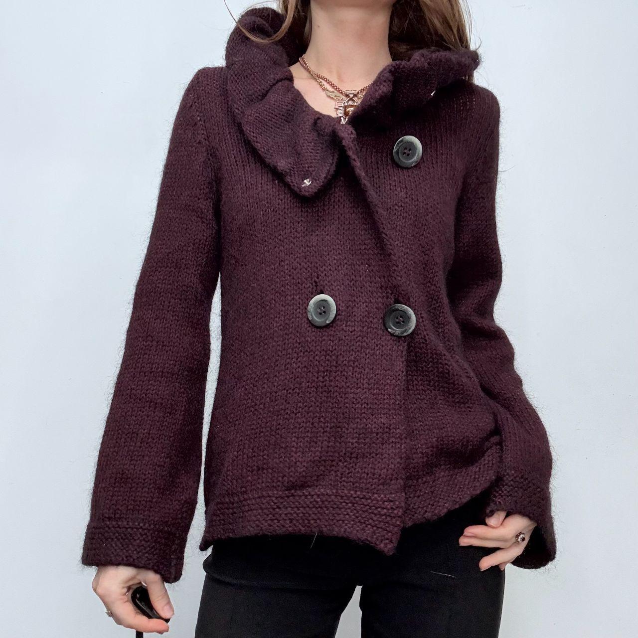Asymmetric pinstripe flared knit jacket