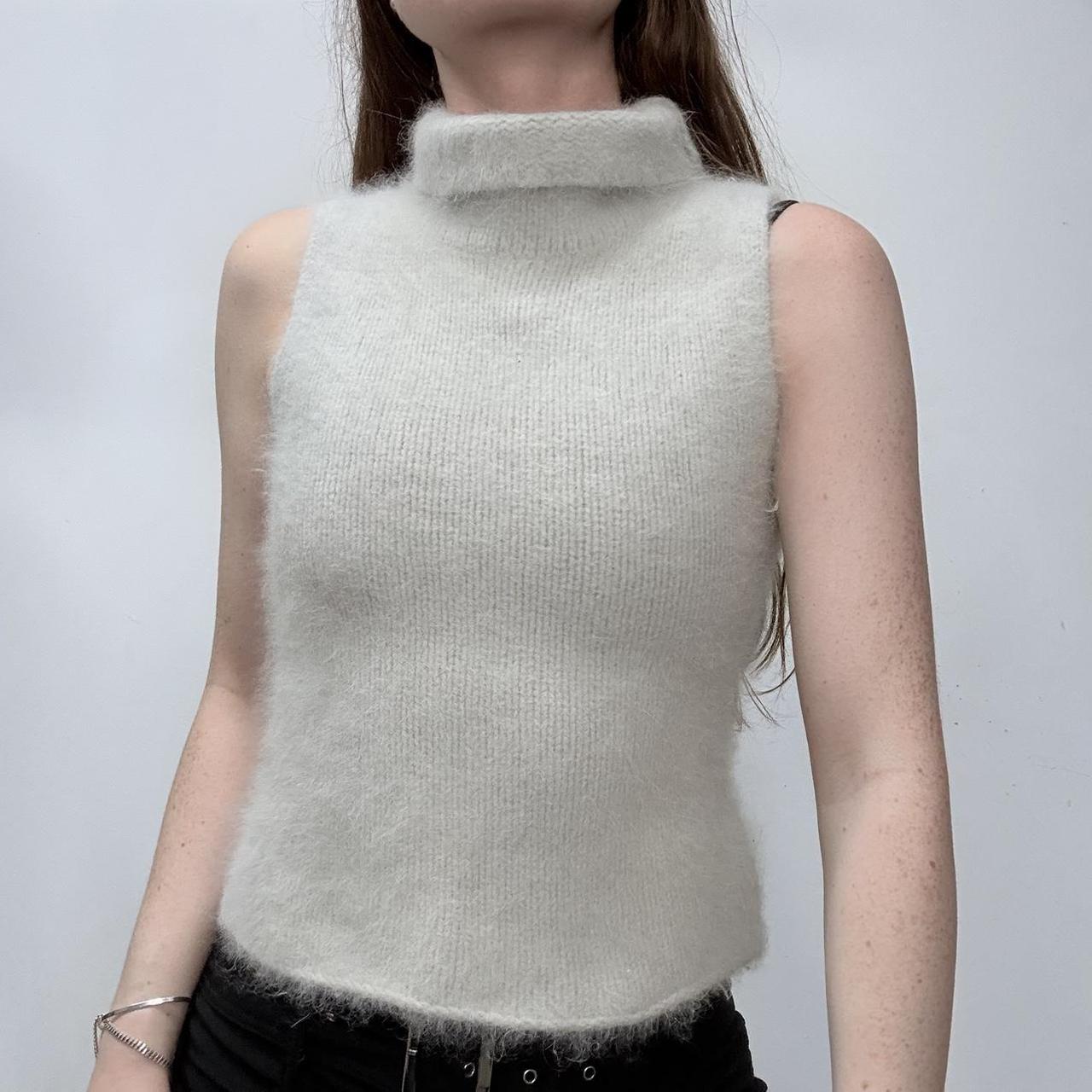 Fluffy angora knitted vest top