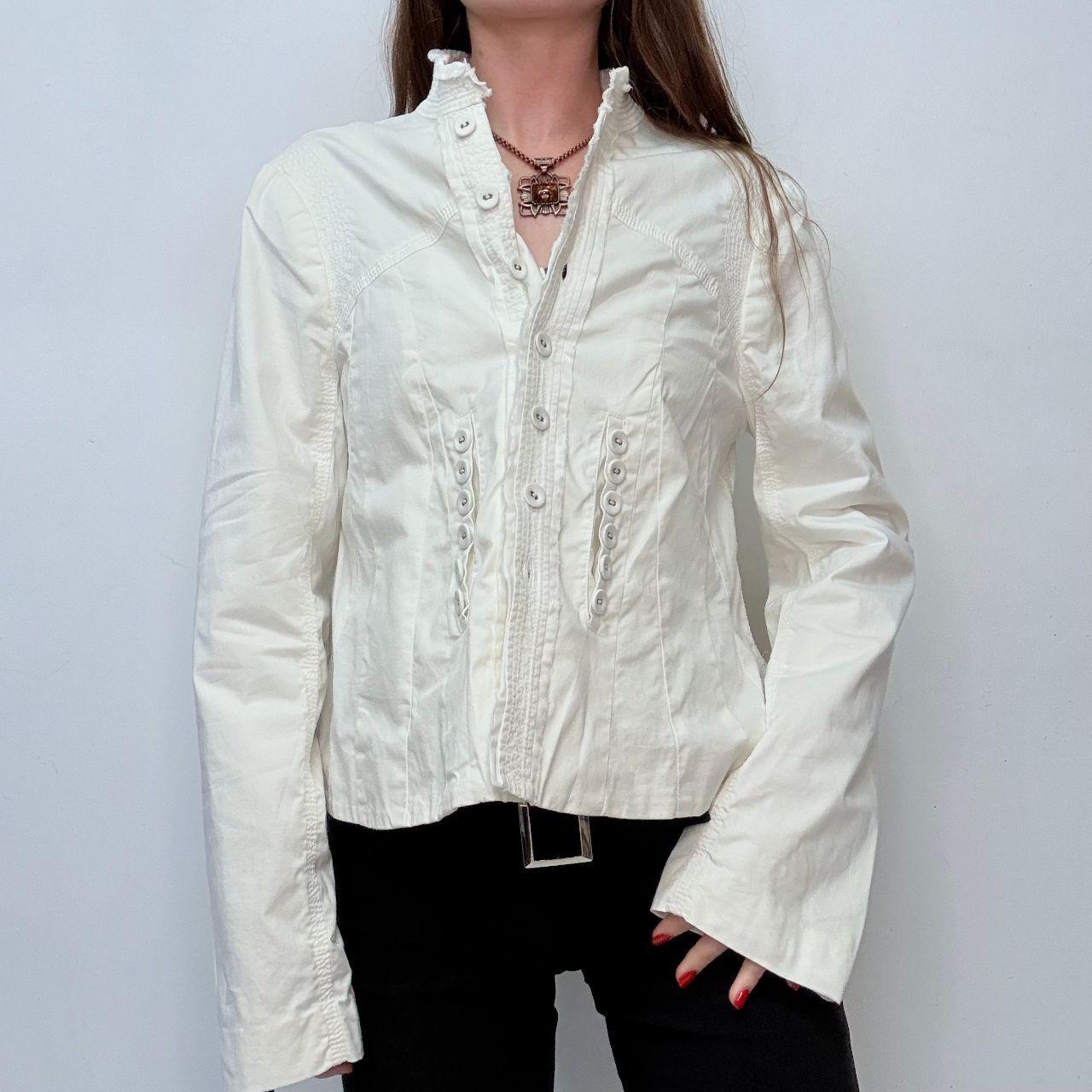 White button-up detailed utility jacket