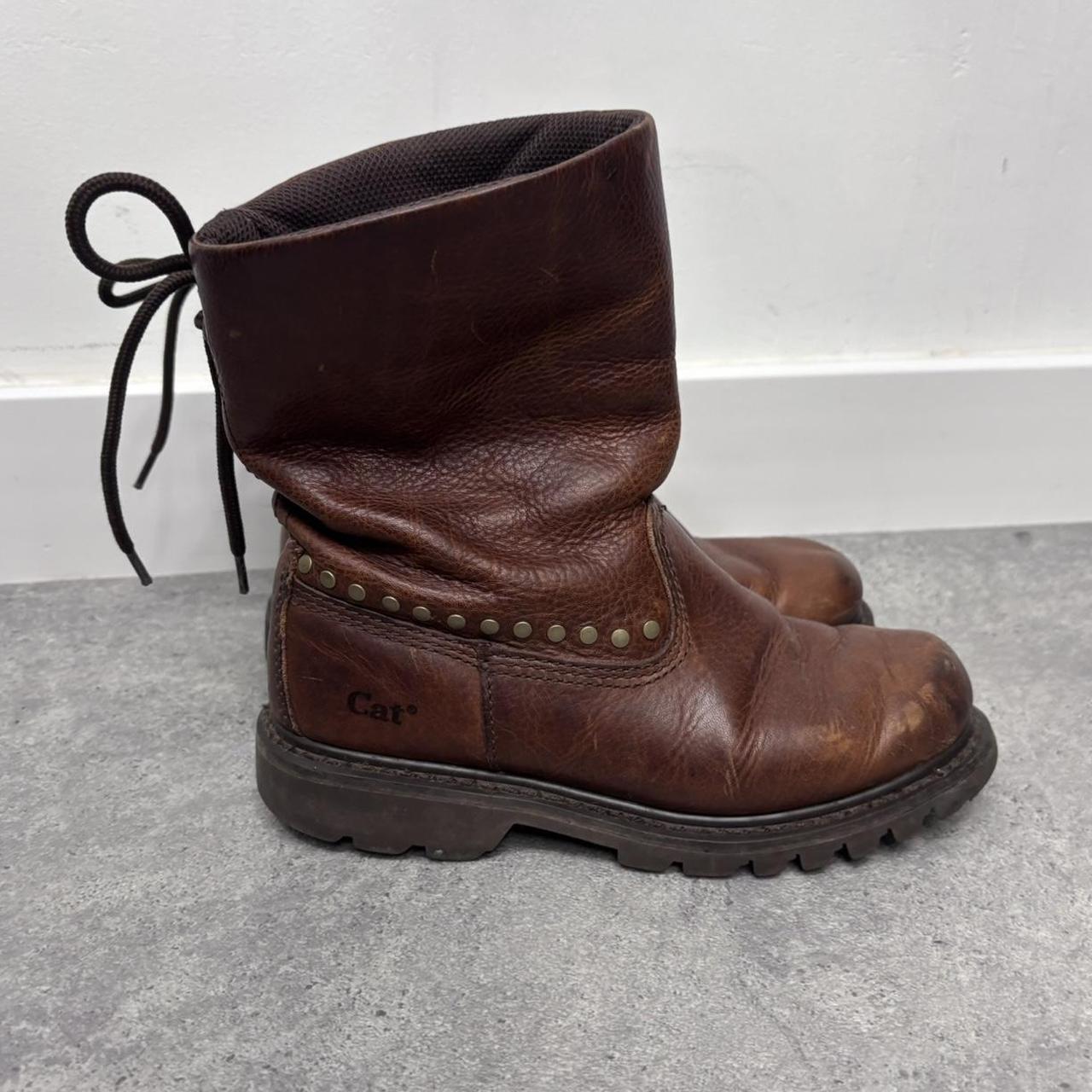 Tan leather studded bow boots