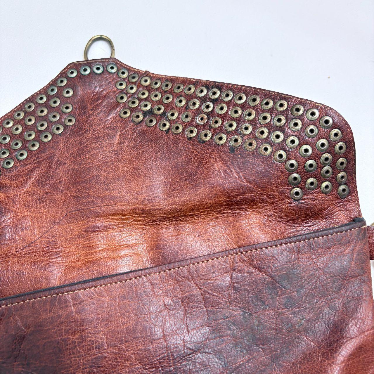 Tan leather studded boho bag