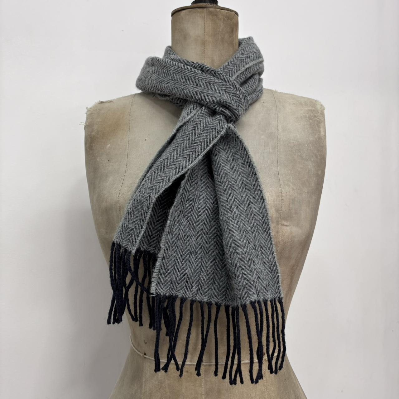 Soft grey wool knit scarf
