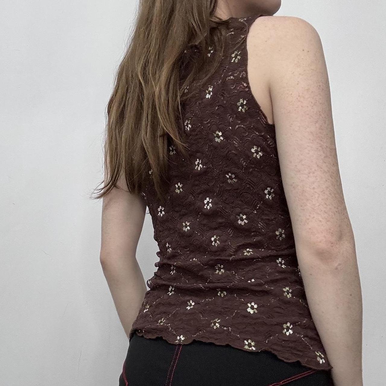 Brown lace floral vest