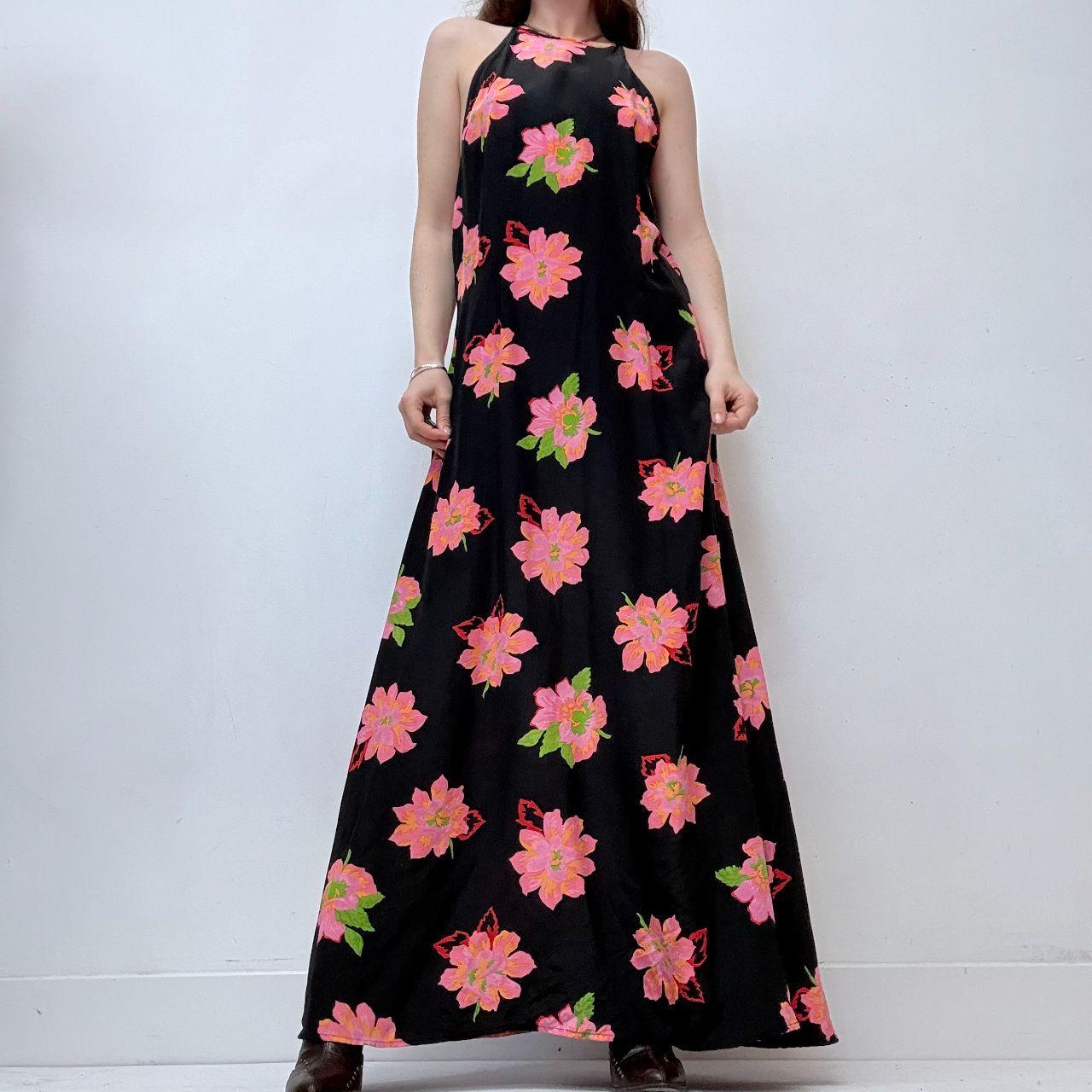 Black floral bias cut maxi dress