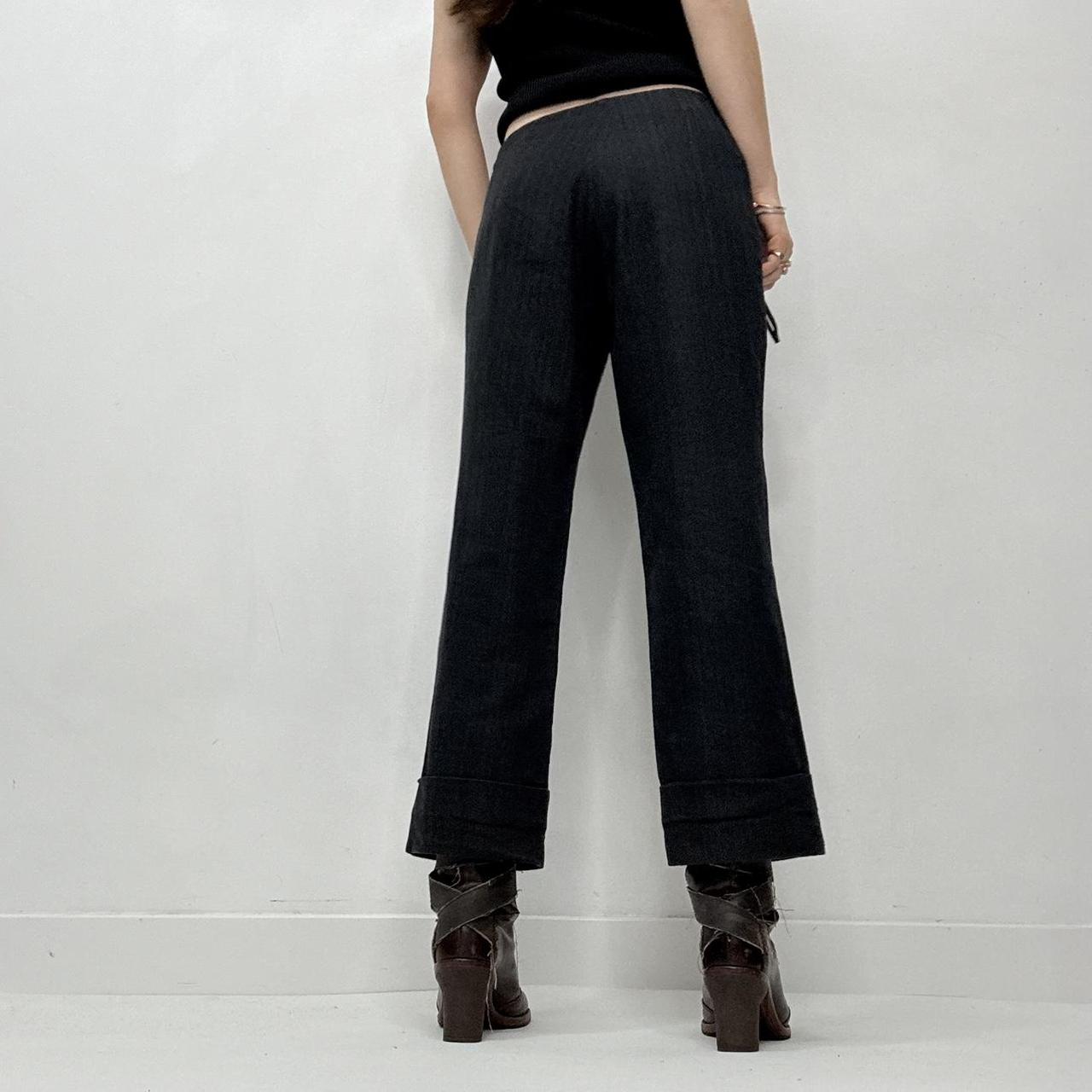 Dark navy flared wide leg minimalist trousers