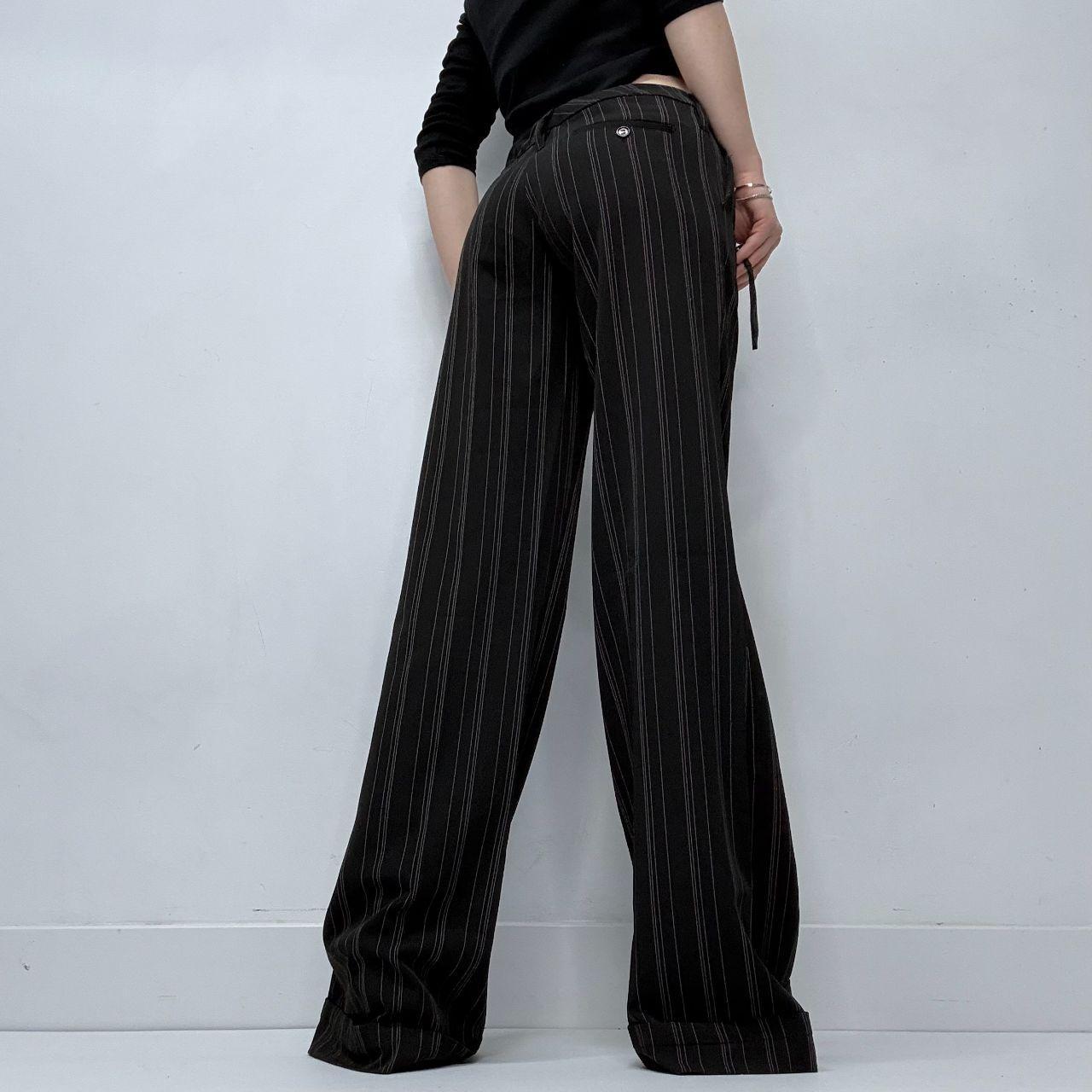Black flared pinstripe trousers