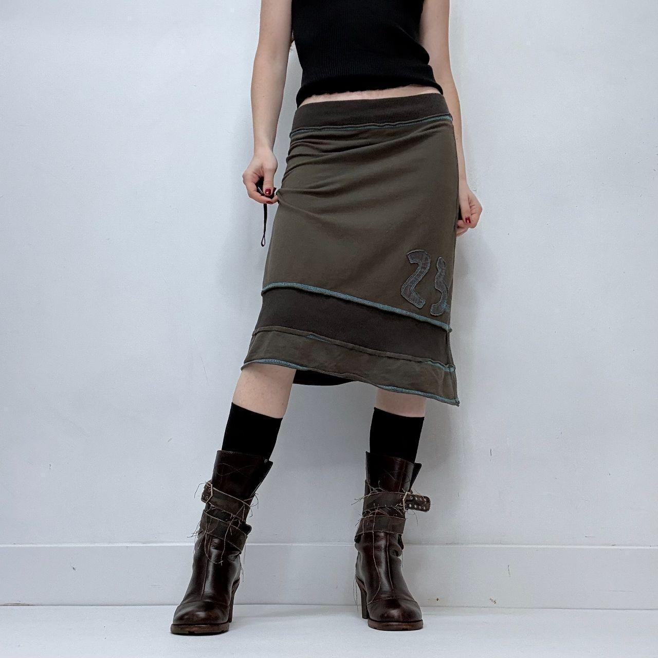 Khaki cop copine jersey midi skirt