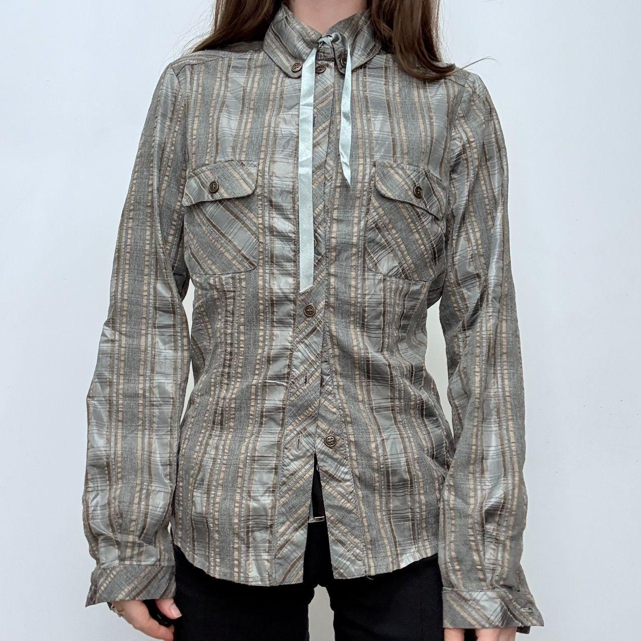 Tartan checked flared grunge shirt