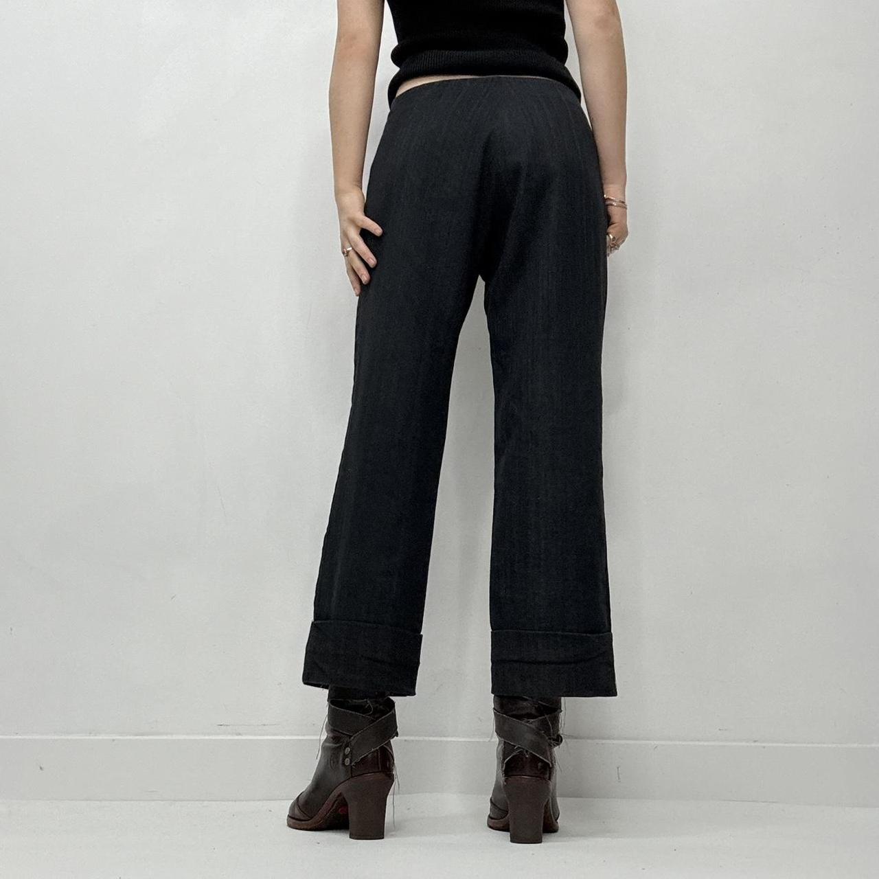 Dark navy flared wide leg minimalist trousers
