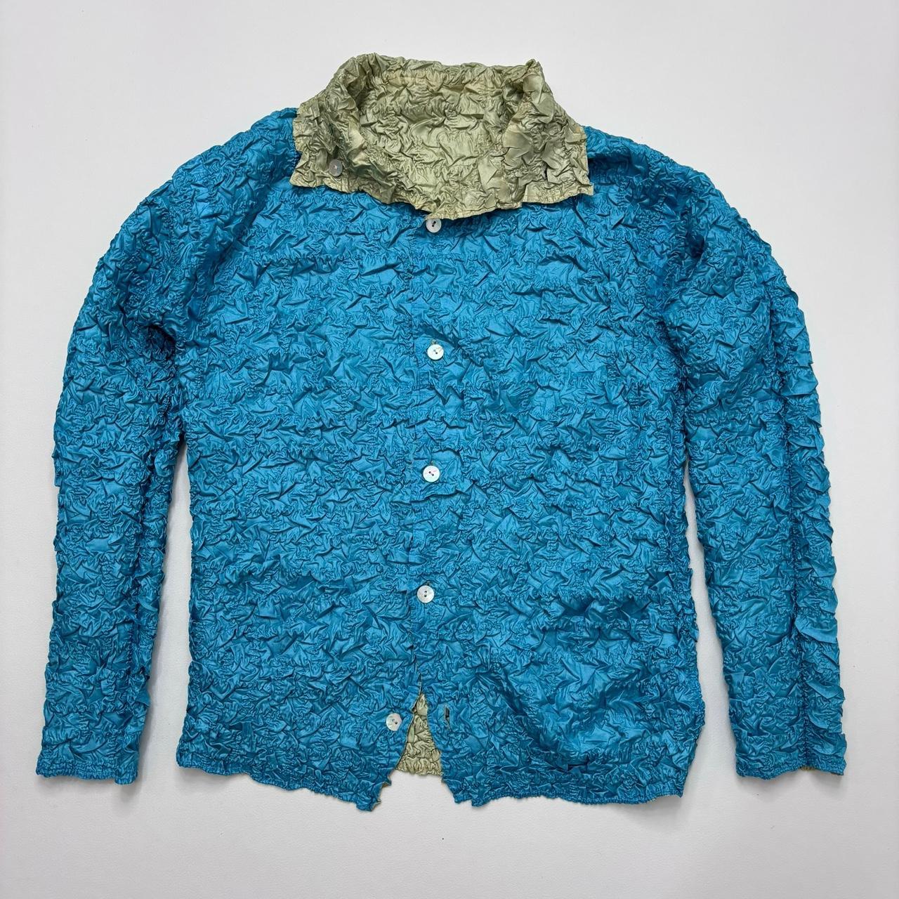 Crinkled reversible button-up shirt