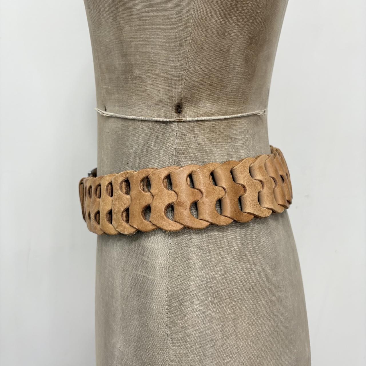 Brown leather woven belt
