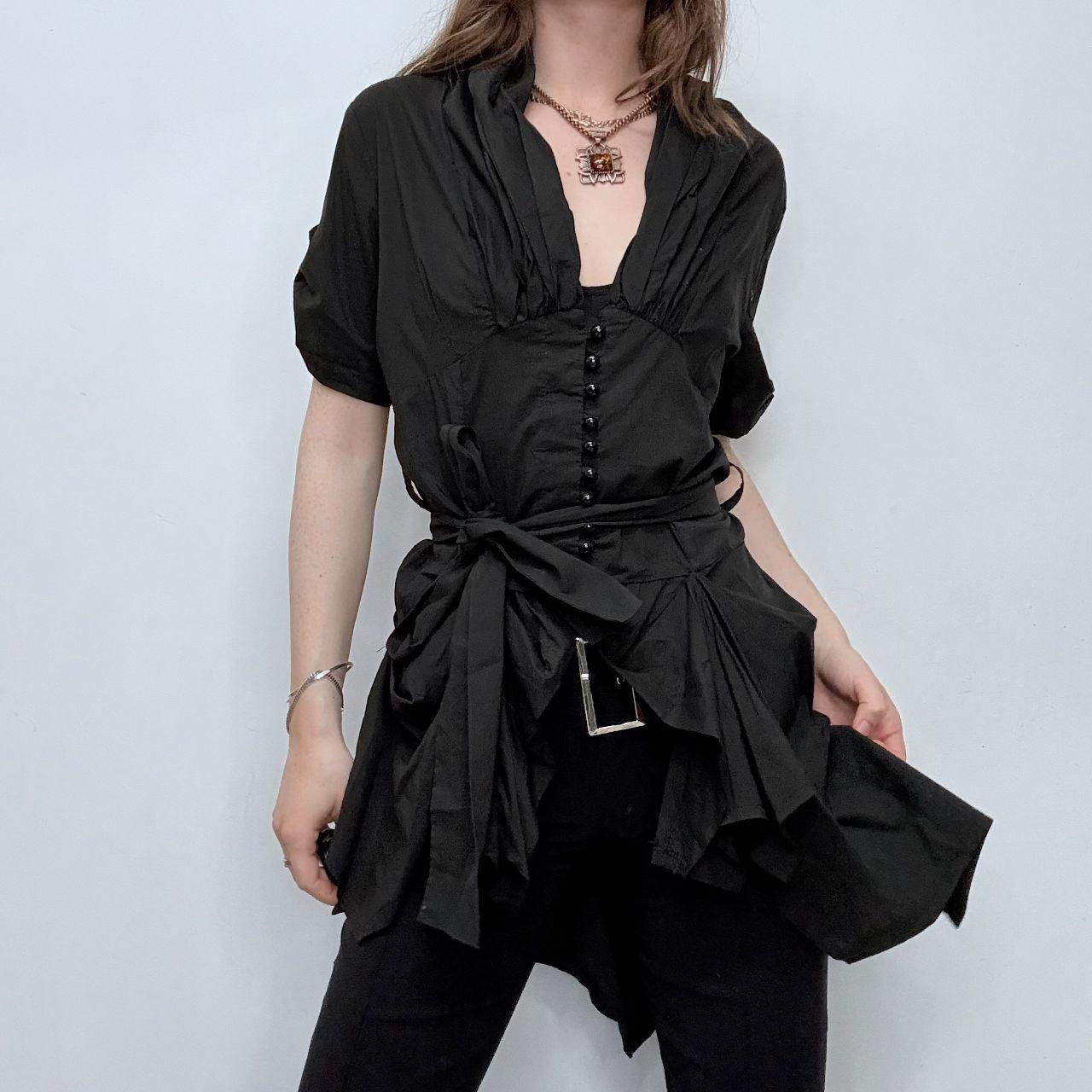 Black gathered gothic flared top