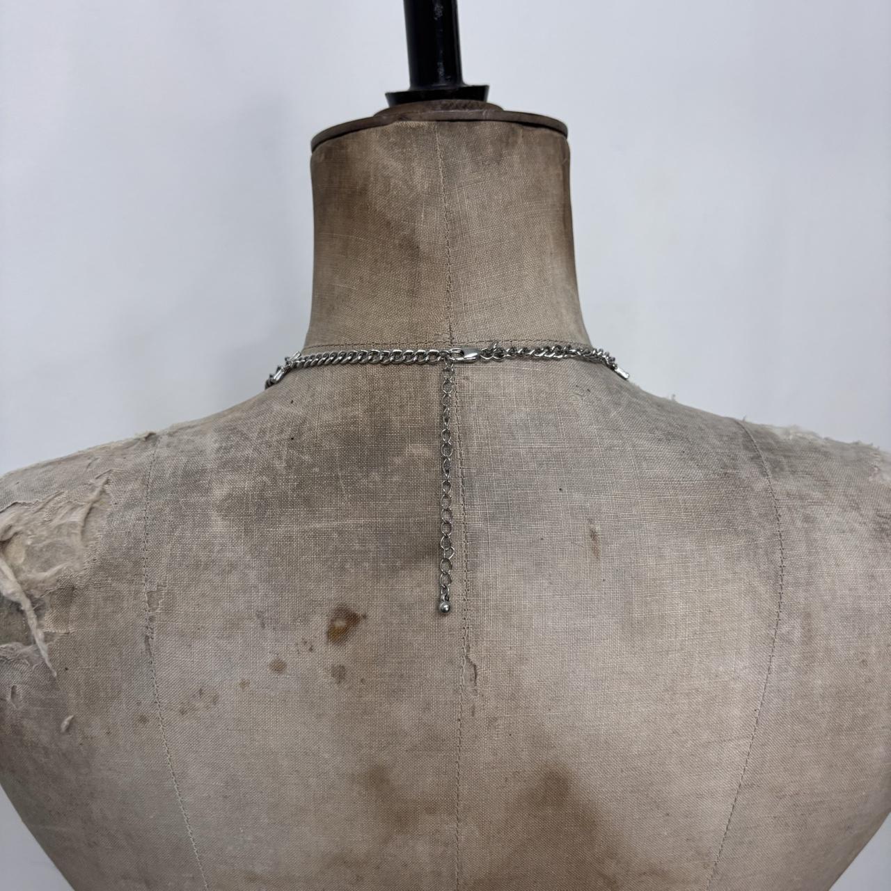 Silver chain long drape necklace